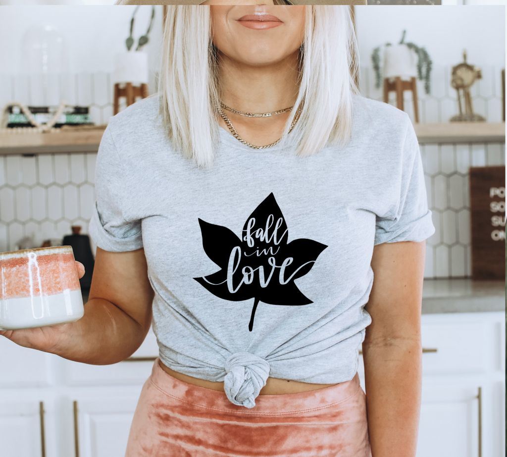 Fall In Love T-shirt, Girlfriend Gift, Autumn Shirt, Fall Leaves Shirt, Pumpkin Season Gift, Pumpkin Tee, Cute Fall Shirt, Thanksgiving Gift