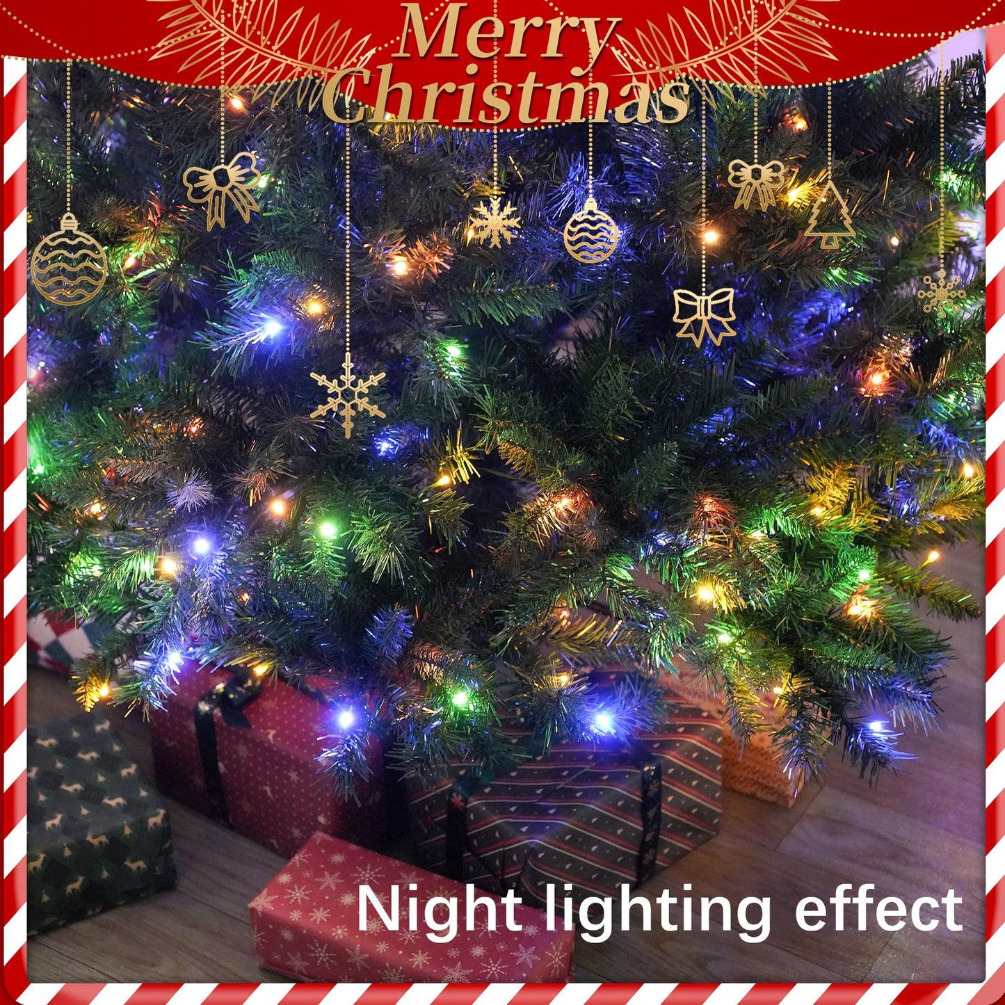 7FT Christmas Tree with 450 Multicolor LED Lights and 11-Function Control, PVC