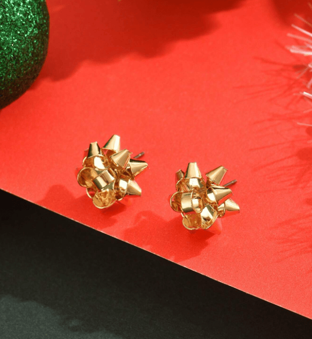 Christmas Bowknot Stud Earrings -  Festive Charm for Your Holiday Season