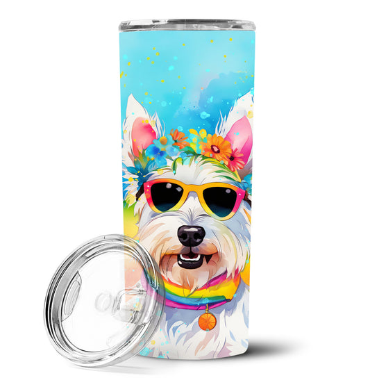 Westie Hippie Dawg Stainless Steel Skinny Tumbler Vacuum Double Walled Reusable Insulated Tumbler Travel Cup for Coffee Cocktails Gift with Lid, 20 oz