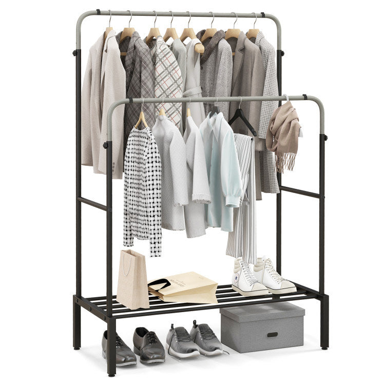 Double Rod Clothes Garment Rack with Adjustable Heights