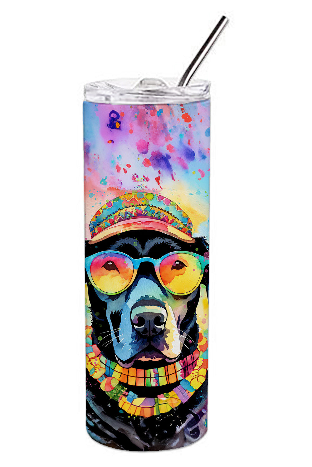 Black Labrador Hippie Dawg Stainless Steel Skinny Tumbler Vacuum Double Walled Reusable Insulated Tumbler Travel Cup for Coffee Cocktails Gift with Lid, 20 oz