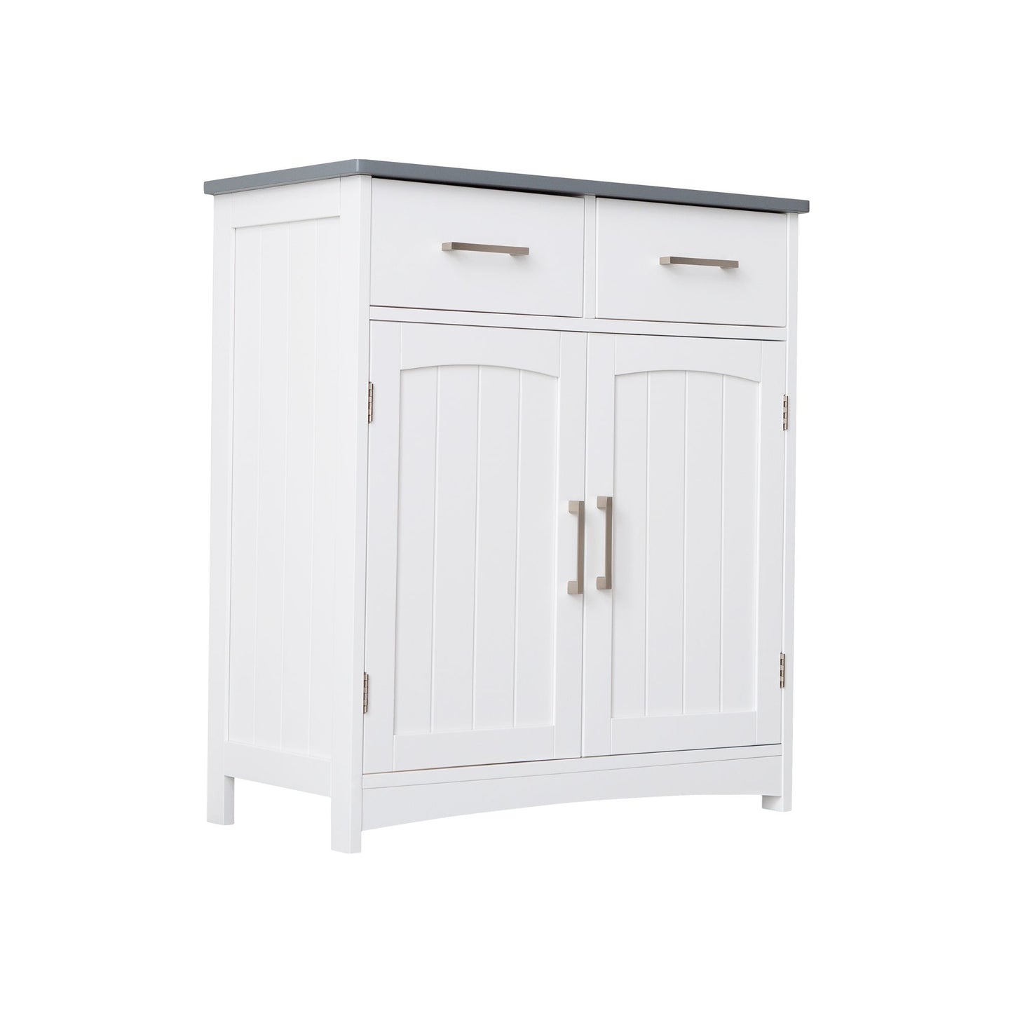 FRALIMK Sideboard Buffet Cabinet, Wood Coffee Bar With Cabinet Two Drawers, Adjustable Shelves And Arched Doors, Sideboard Cabinet White And Gray, Mdf