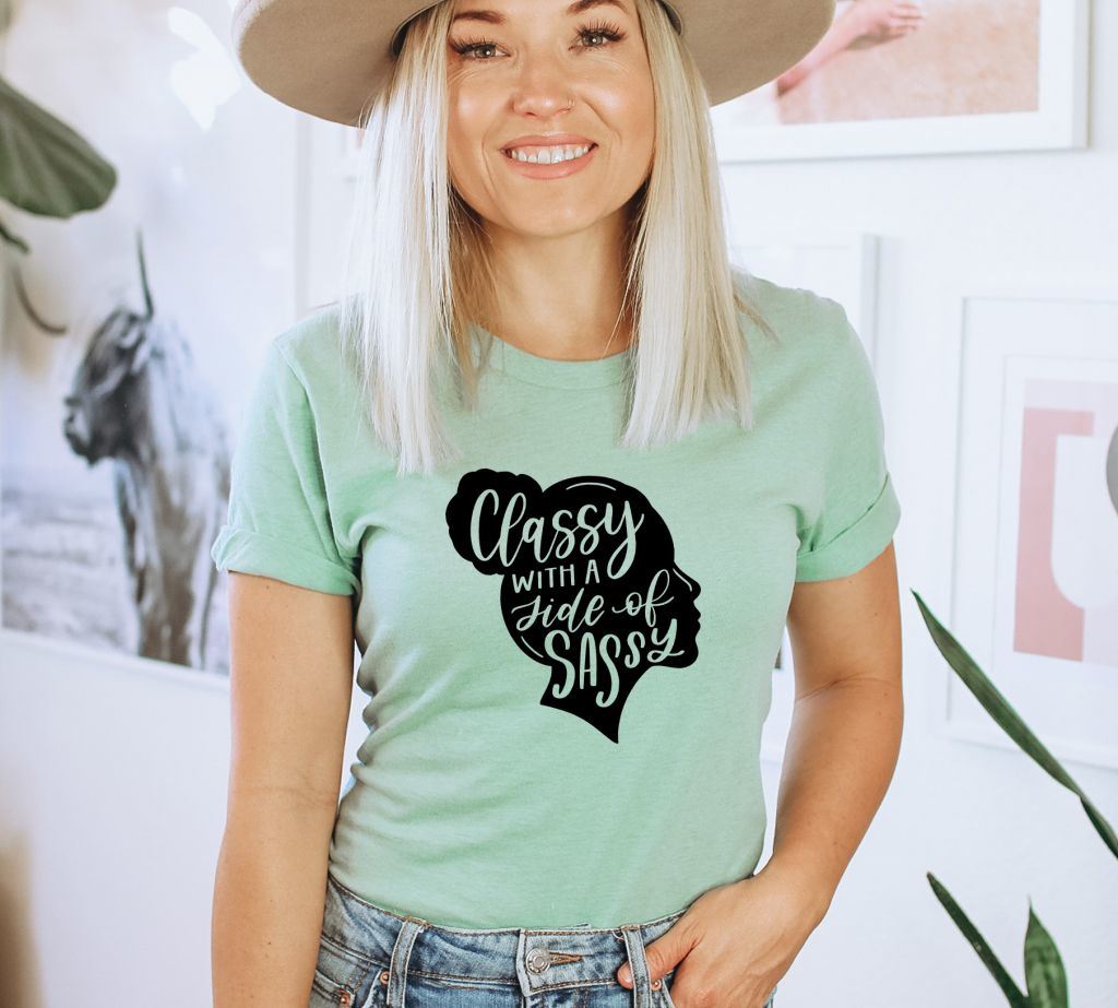 Classy With A Side Of Sassy T-shirt, Funny Gangsta Shirt, Cute Girl Shirt, Women Life Tshirt, Trendy Sassy Gift, Wedding Party Group T-shirt