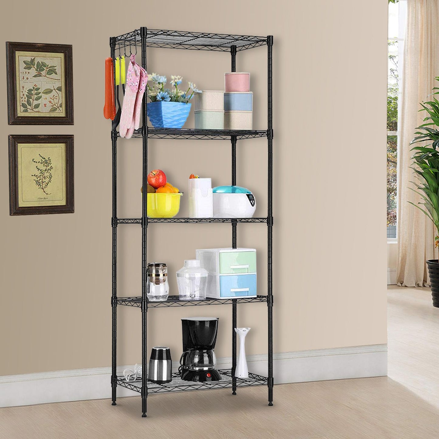 Home kitchen storage shelves, furniture can be combined with metal household shelves shelves shelves kitchen shelves storage shelves microwave racks black