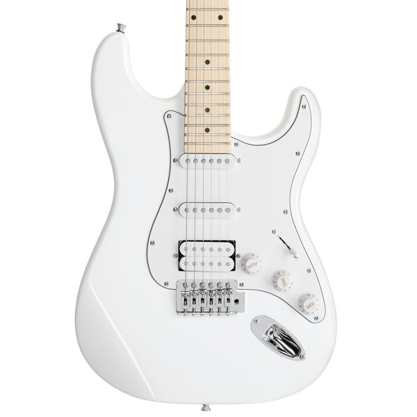 [Do Not Sell on Amazon] Glarry GST Stylish S-S-H Pickup Electric Guitar Kit with 20W AMP Bag Guitar Strap White