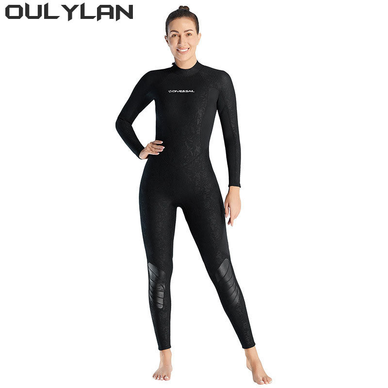 Oulylan 3mm Neoprene Wetsuit One-piece Women Men Long-sleeved Diving Suit Scuba Spearfishing Surfing Warm Swimsuit Equipment