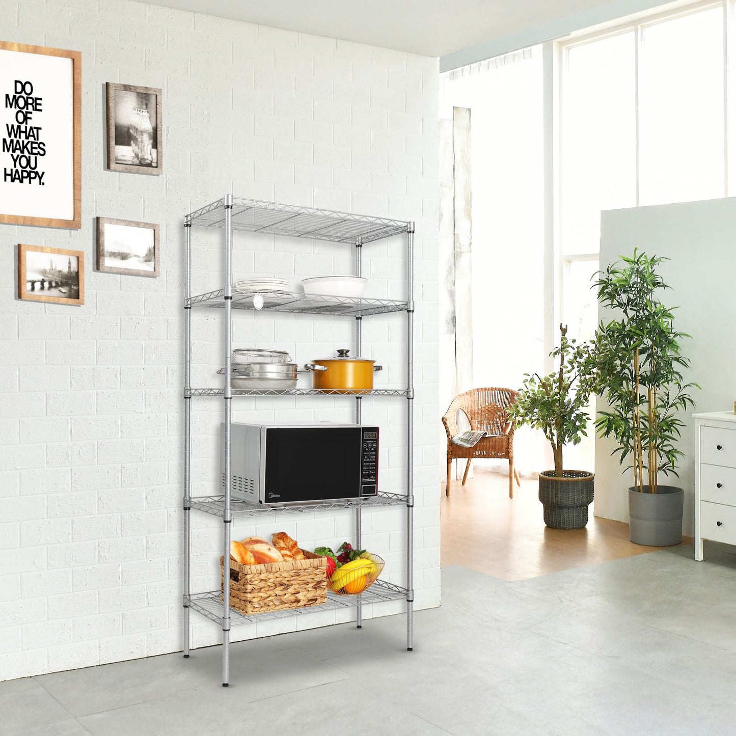 Home Kitchen Supplies Furniture, 5-Tier Metal Shelving Racks, Adjustable Metal Storage Racks, 5-Tier Shelving Unit with Leveling Feet, 13.5" D x 29" W x 59" H, 550 lb Weight Capacity