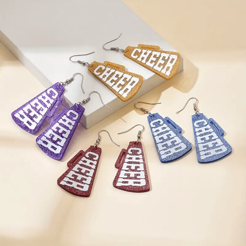 Sparkling Cheerleader Megaphone  Earrings - Show Your Spirit!