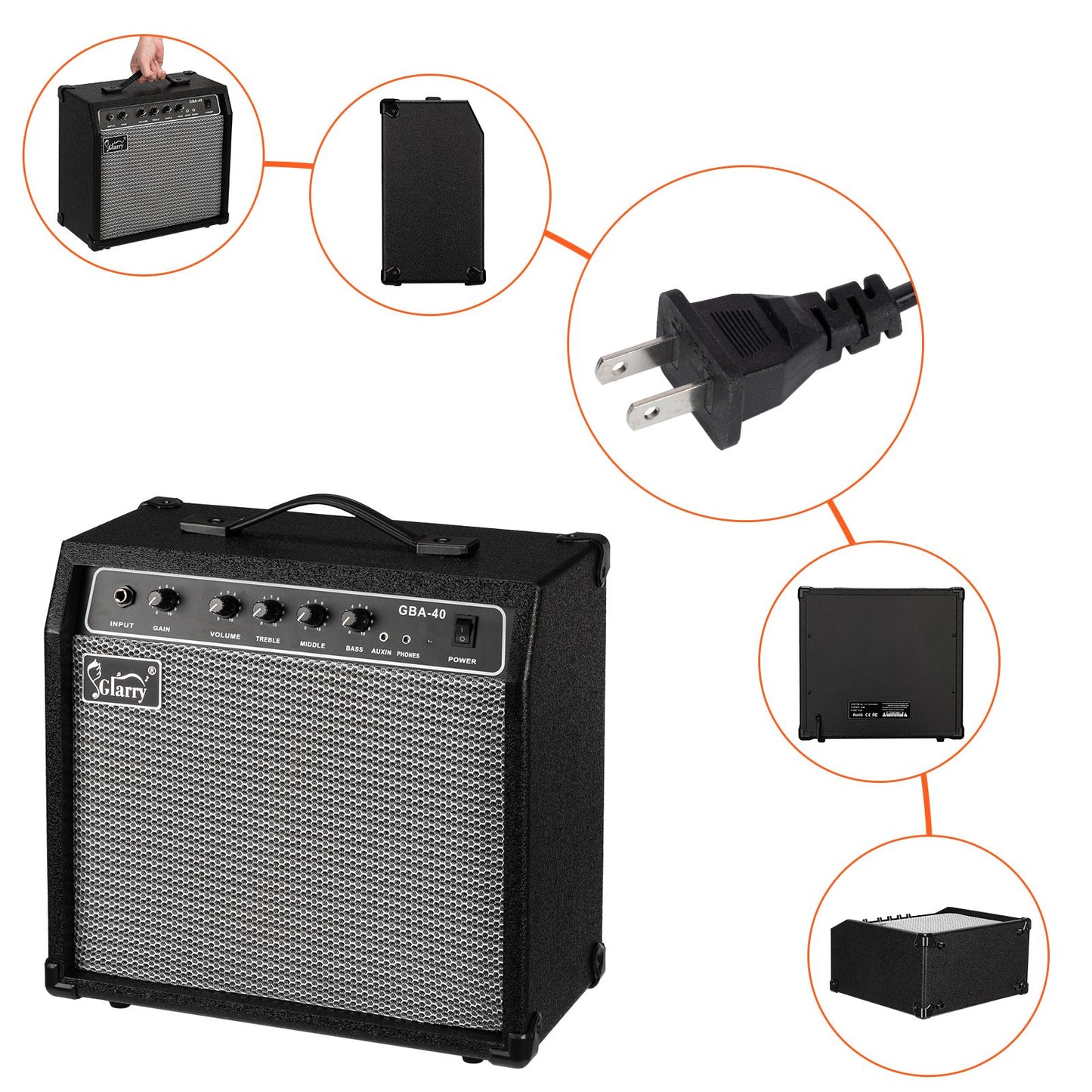 [Do Not Sell on Amazon]Glarry 40W GBA-40 Electric Guitar Amplifier Black