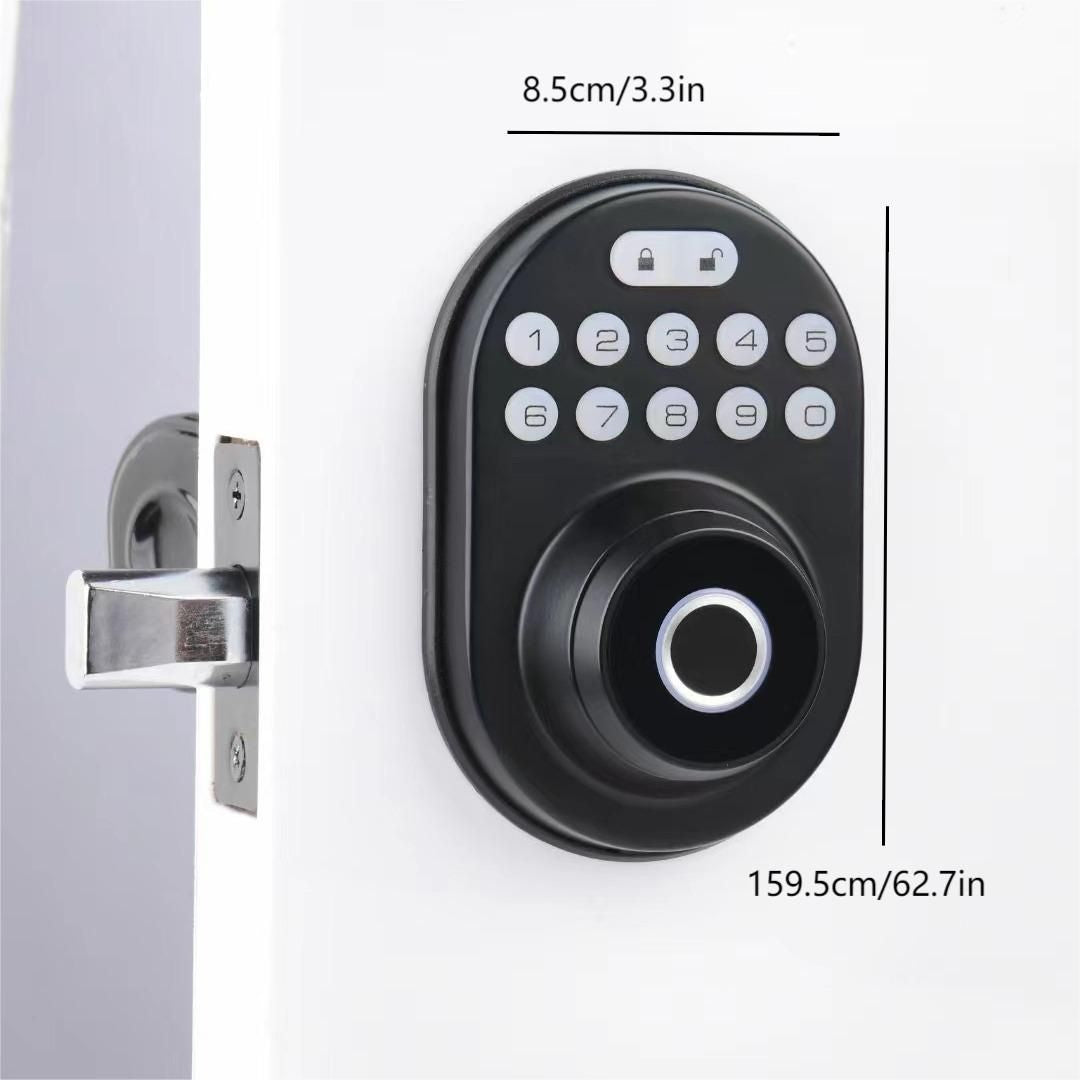 Tuya Smart Fingerprint Door Lock with Lock, Biometric Door Lock with App Control and Key, Keyless Thumbprint Door Lock for Bedrooms, Front Doors, Houses, Apartments, Offices and Garages