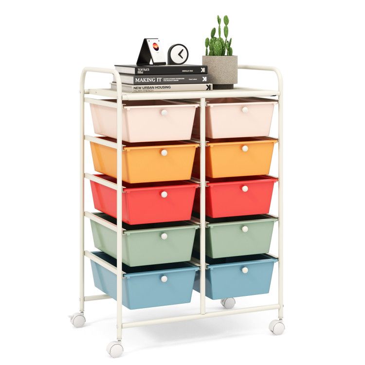 10-Drawer Rolling Storage Cart