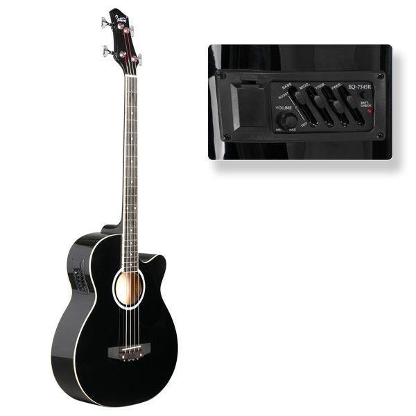 [Do Not Sell on Amazon] Glarry GMB101 4 string Electric Acoustic Bass Guitar w/ 4-Band Equalizer EQ-7545R Black