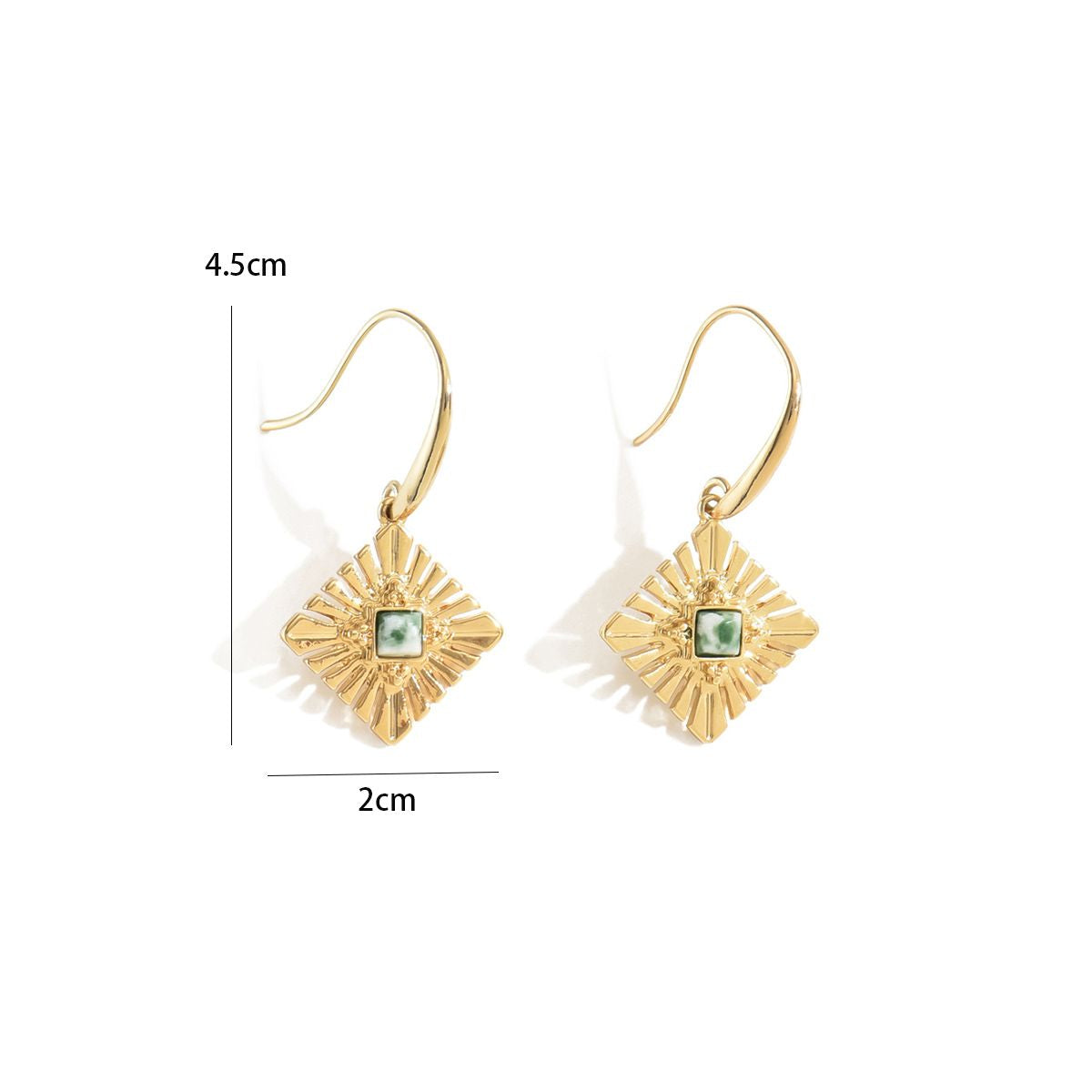 "Geometric Gold Sunburst Drop Earrings – Chic and  Lightweight Earrings for a Bold, Modern Look"