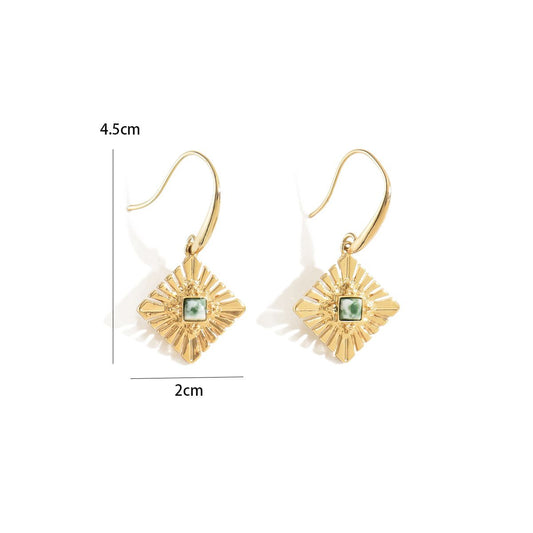 "Geometric Gold Sunburst Drop Earrings – Chic and  Lightweight Earrings for a Bold, Modern Look"