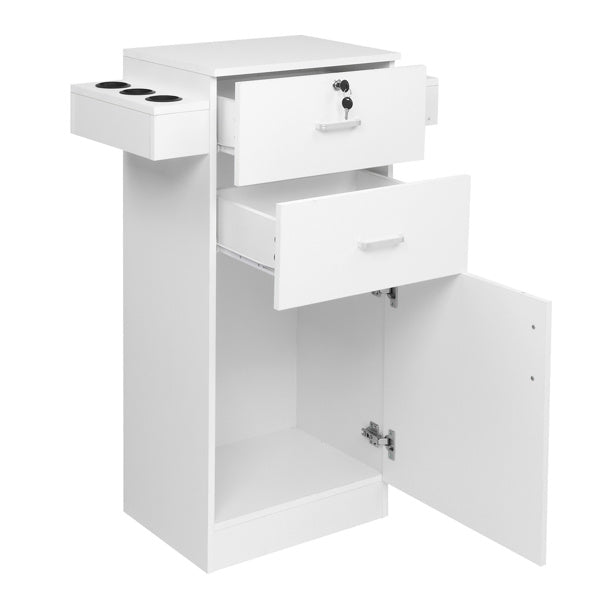 15 cm P2 density board pitted surface 2 drawers 1 door 6 hair dryer double ear cabinet with lock Salon cabinet white