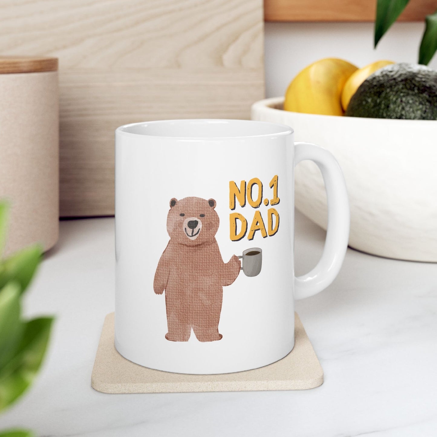 Number One Dad Bear Coffee Tea Mug