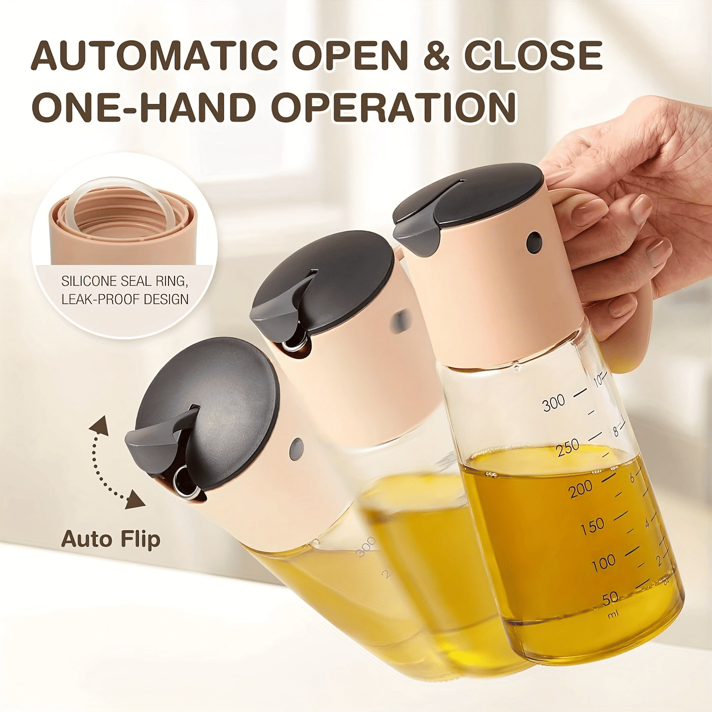 Oil & Vinegar Dispenser Condiment Dispensing Kitchen Cruet for Barbecue,Cooking, Baking,Roasting,Grill Nude 10oz Non-Drip Spout Oil dispenser set