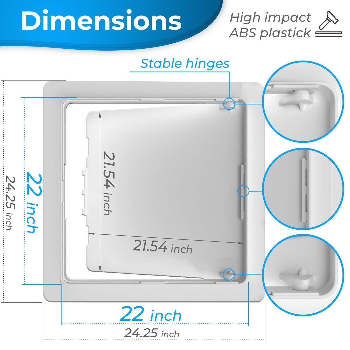 Access Panel for Drywall 22x22 inch Wall Hole Cover Access Door Durable Plastic White