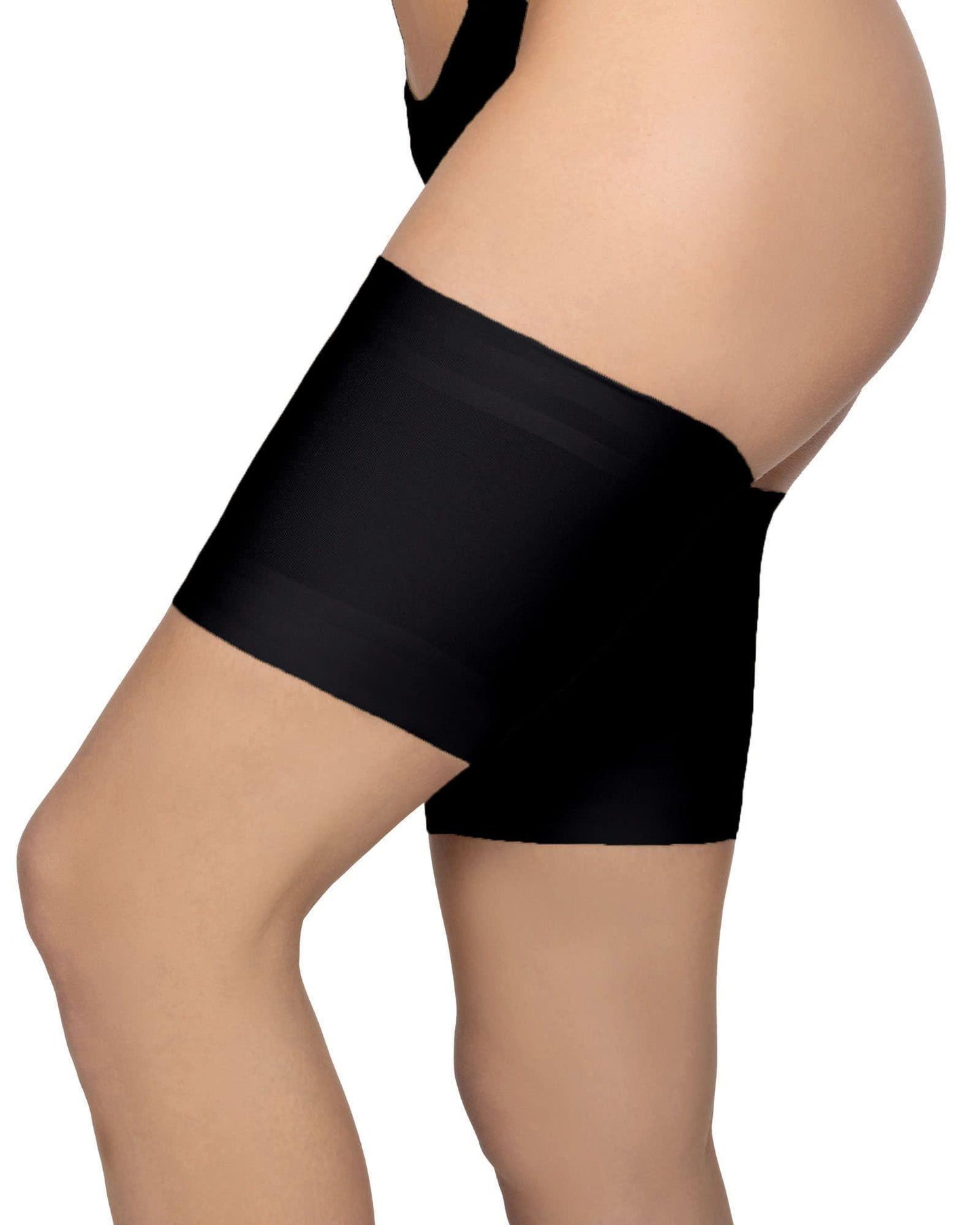 Women Elastic Thigh Bands Anti Chafing Prevent Thigh Rubbing Satin 3XL Size Nero Color