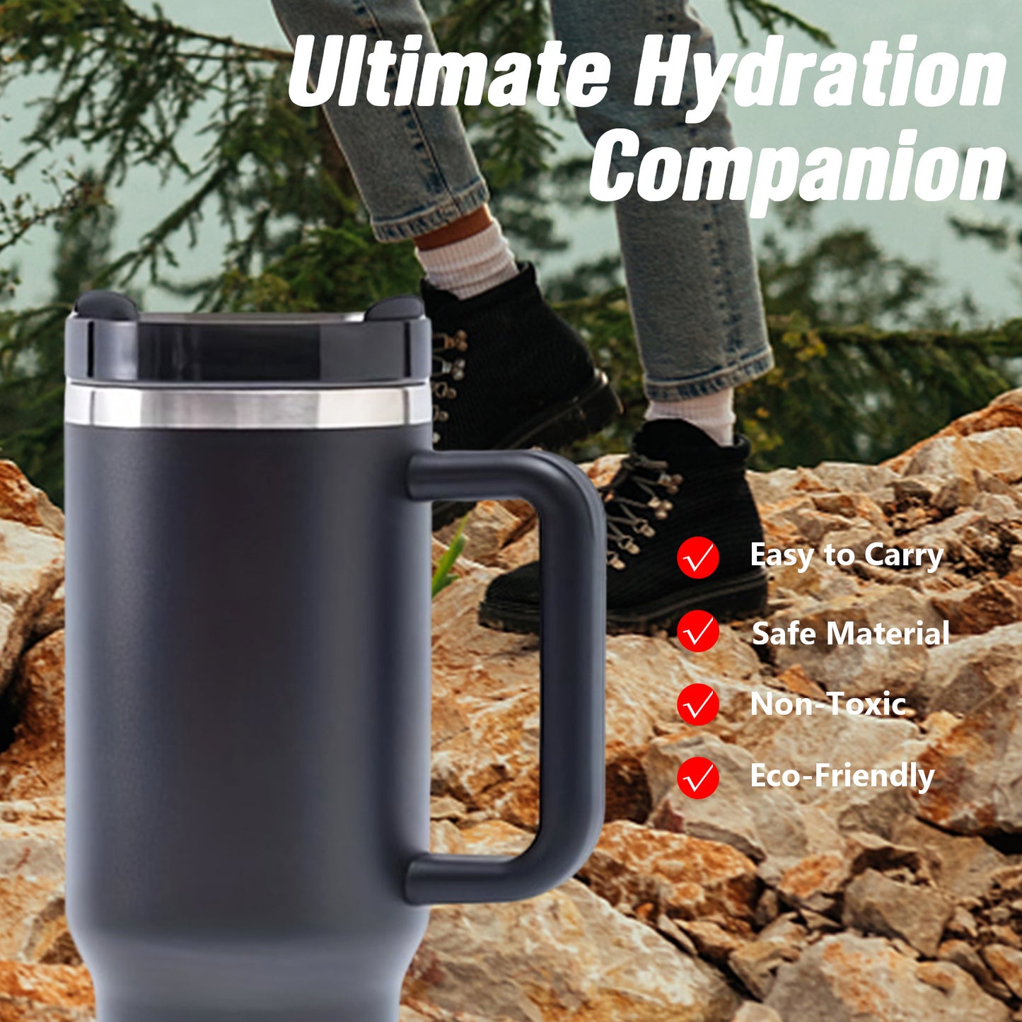 40oz V2 large capacity tumbler,  With Handle And Straw Lid, Insulated Reusable Stainless Steel Water Bottles Travel Mug Coffee Cup car cup water cup For Men Women Outdoor Camping Driving, gift