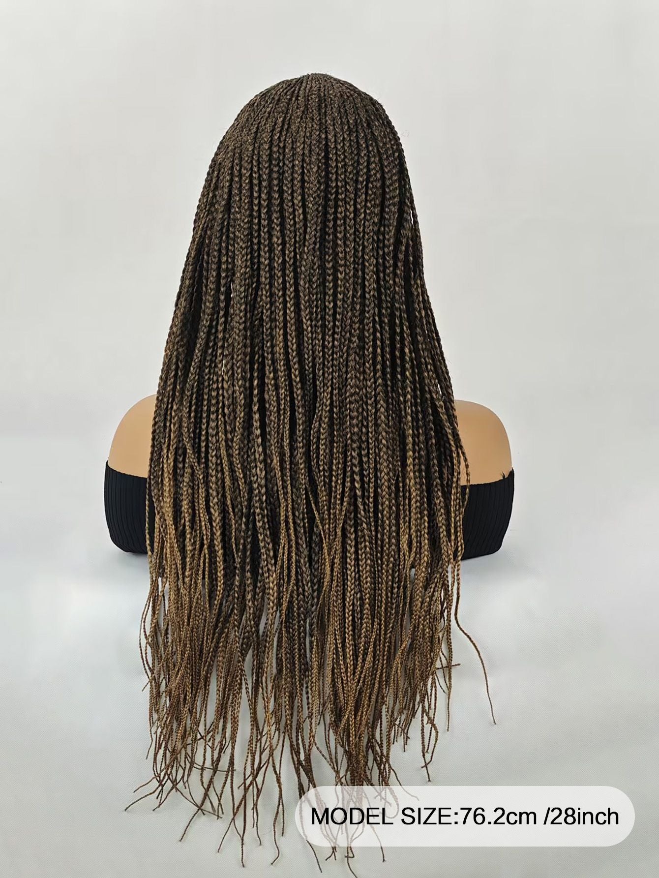 28 inch Braided Wigs for BlackWomen Full Lace Front Box BraidedWig KnotlessBraided WigsLightweight Braids Synthetic LaceFront Wig Black plus light brown HandBraided Wigs With Baby Hairsynthetic wig