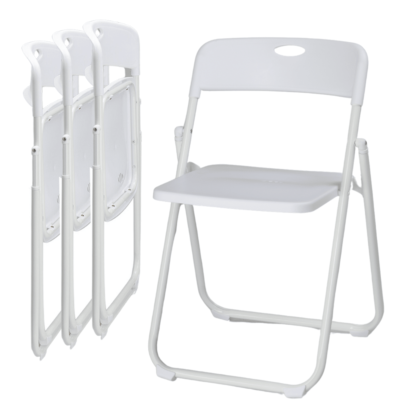 Plastic Folding Chairs, 300 lb Capacity, White, Indoor & Outdoor Plastic Commercial Stackable Folding Guest Chairs for Event Office, Wedding, Party, Picnic, Kitchen, Dining Room, Set of 4