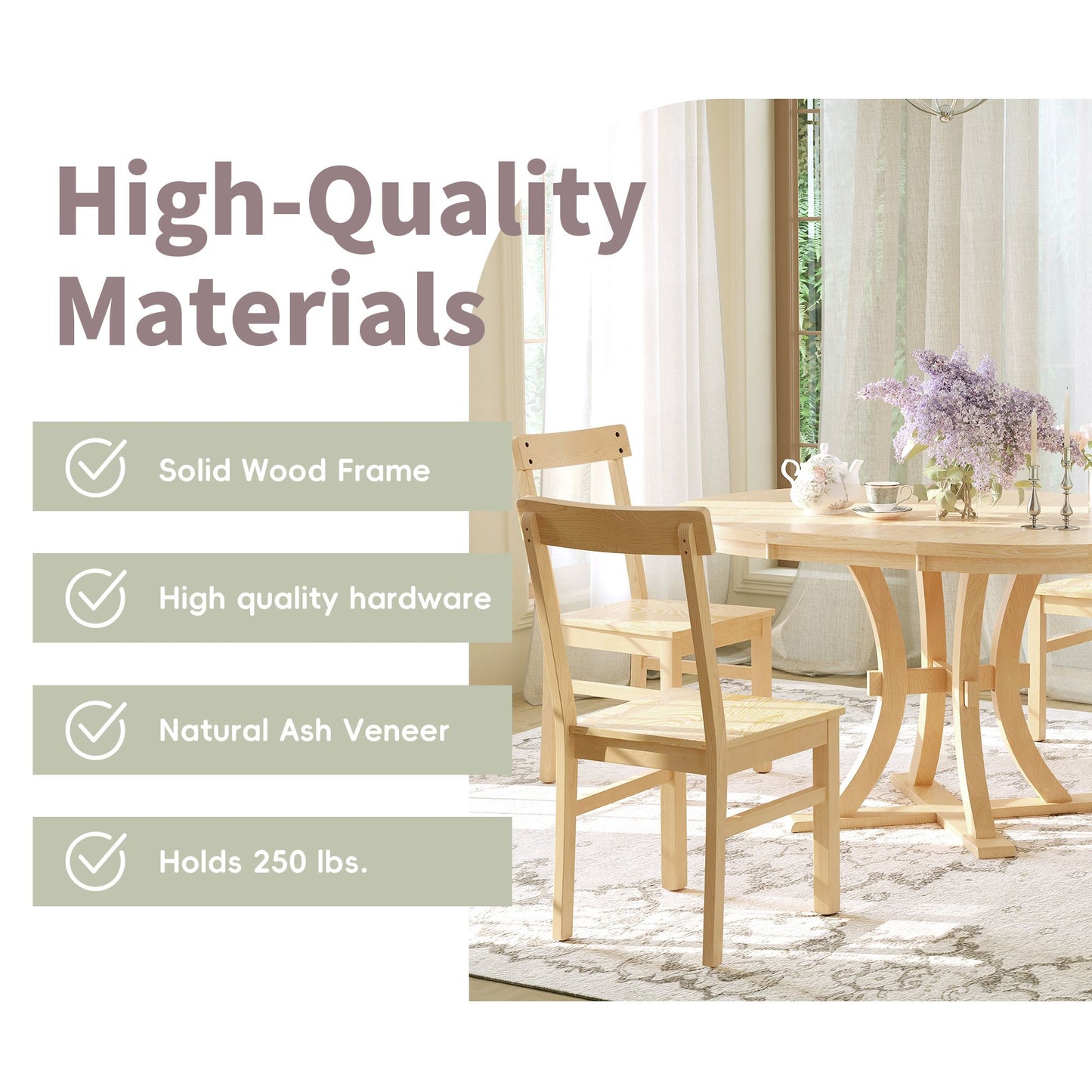 5-Piece Rustic Round Pedestal Extendable Dining Table Set with 15.7\" Removable Leaf and Simple Dining Chirs for Small Places