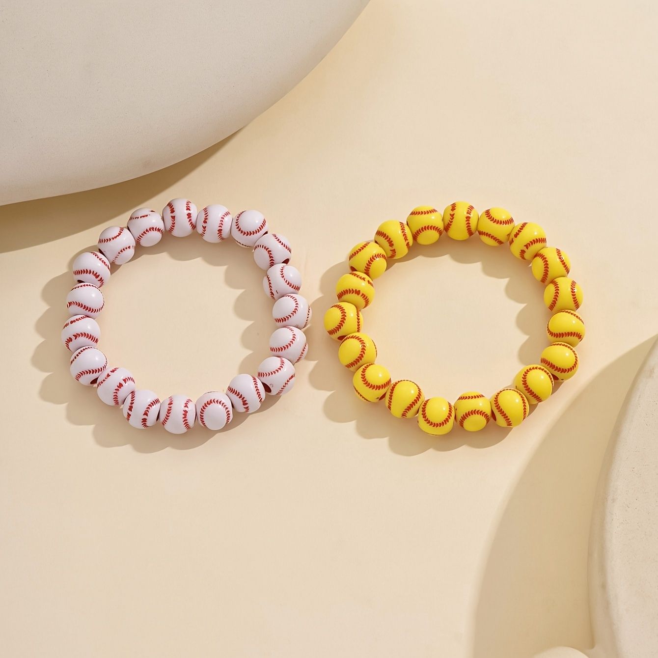 "Baseball Charm Bracelets Softball Bracelet Baseball  Beaded Bracelets Adjustable Sports Theme Bracelets Gifts for Boys Teen"