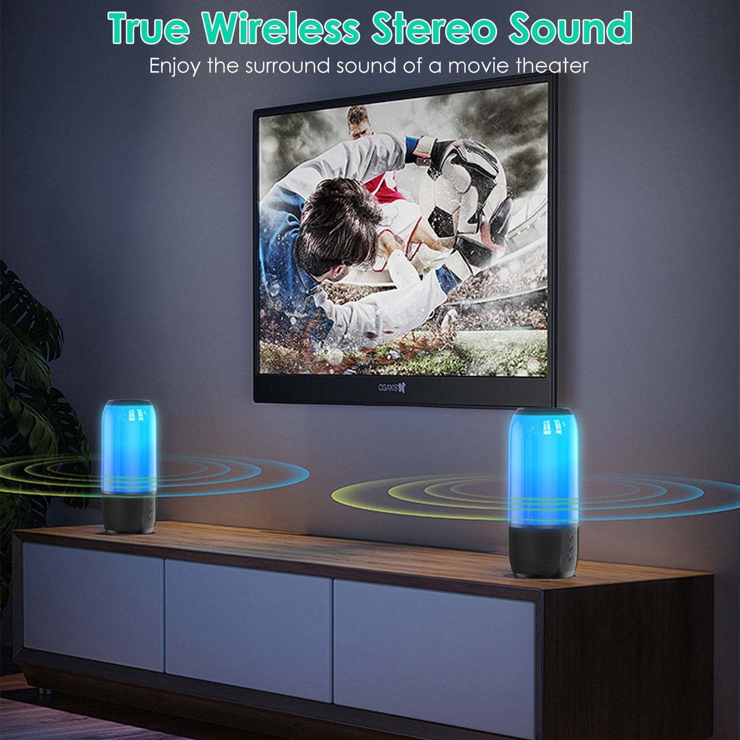 Wireless Portable Speaker Loud Stereo Speaker with 6 Color Changing Lights Radio Party TWS Speaker for Home Outdoor Travelling