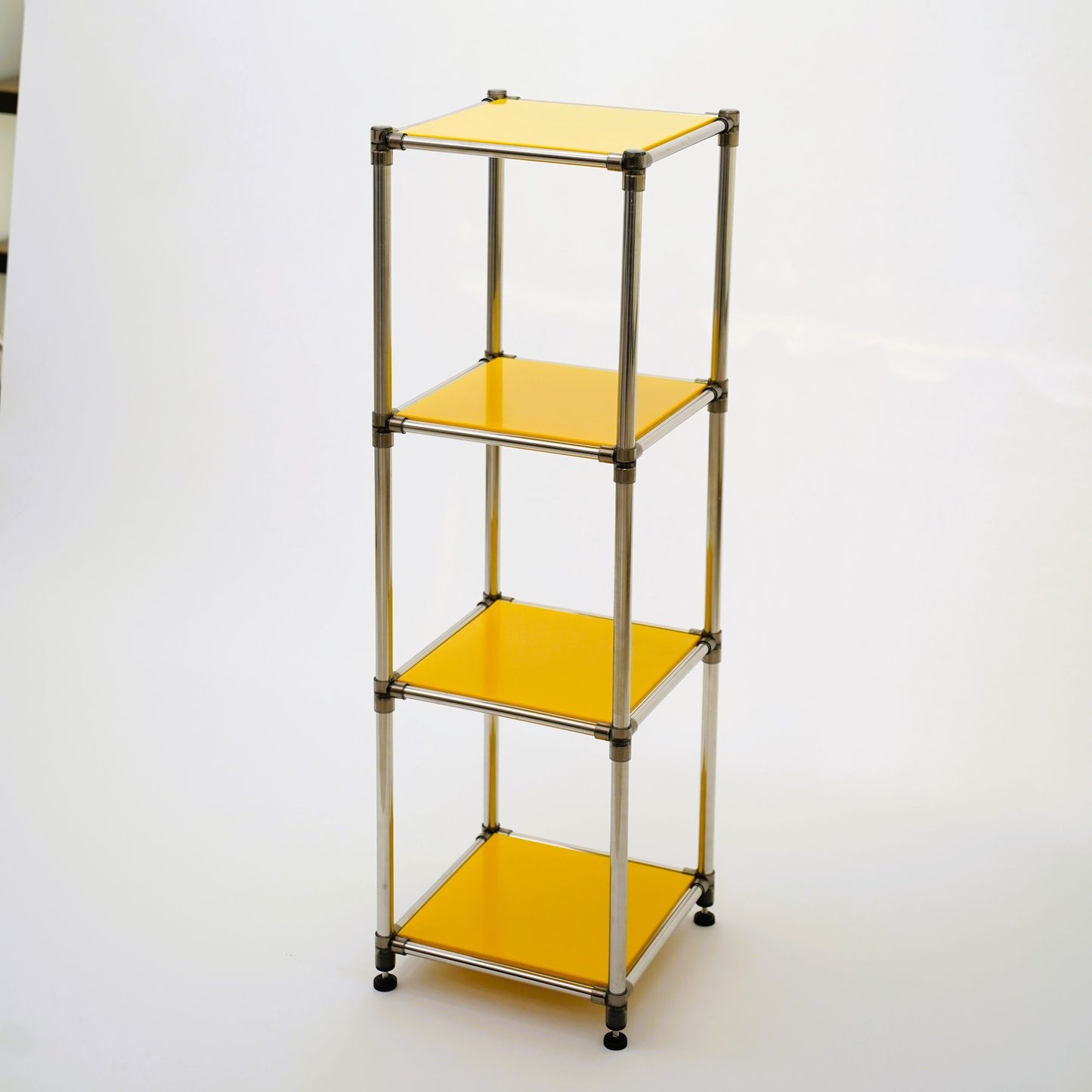 Korean Yellow 4-Tier Heavy Duty Stainless steel Storage Shelving Unit, 100lbs/shelf (49"H x 14.9"W x 13.7"D) for Indoor/Outdoor Organization , Modular Rack, Extremely Durabl