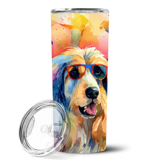 Afghan Hound Hippie Dawg Stainless Steel Skinny Tumbler Vacuum Double Walled Reusable Insulated Tumbler Travel Cup for Coffee Cocktails Gift with Lid, 20 oz