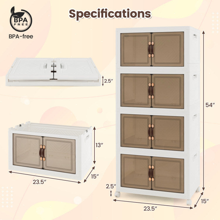 Stackable Storage Bins with Lockable Wheels