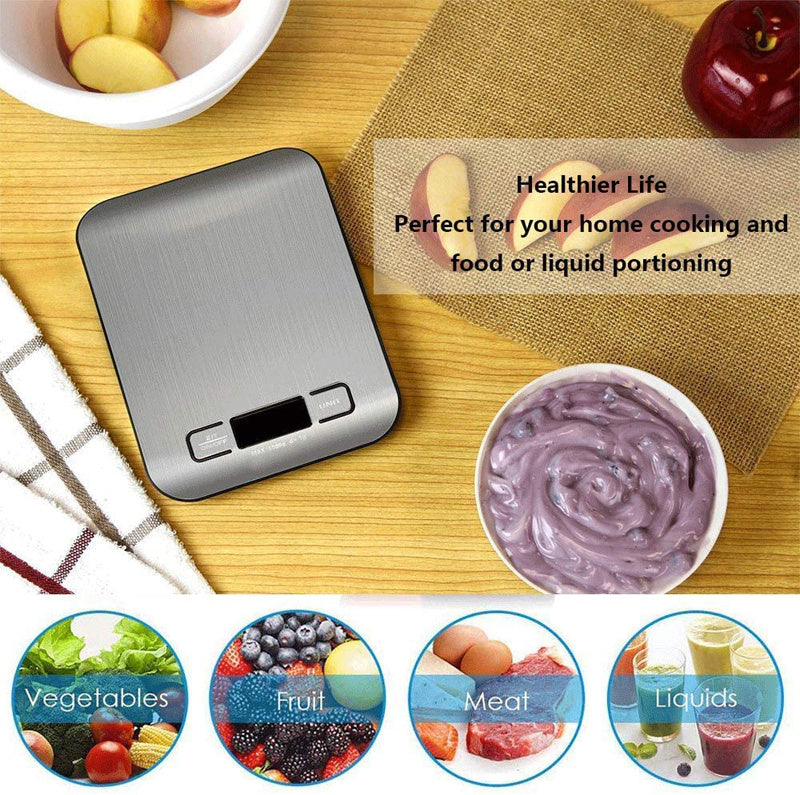 Digital Kitchen Scale 5kg/10kg Food Scale Stainless Steel Electronic Balance Measuring Grams Scales For Cooking Baking
