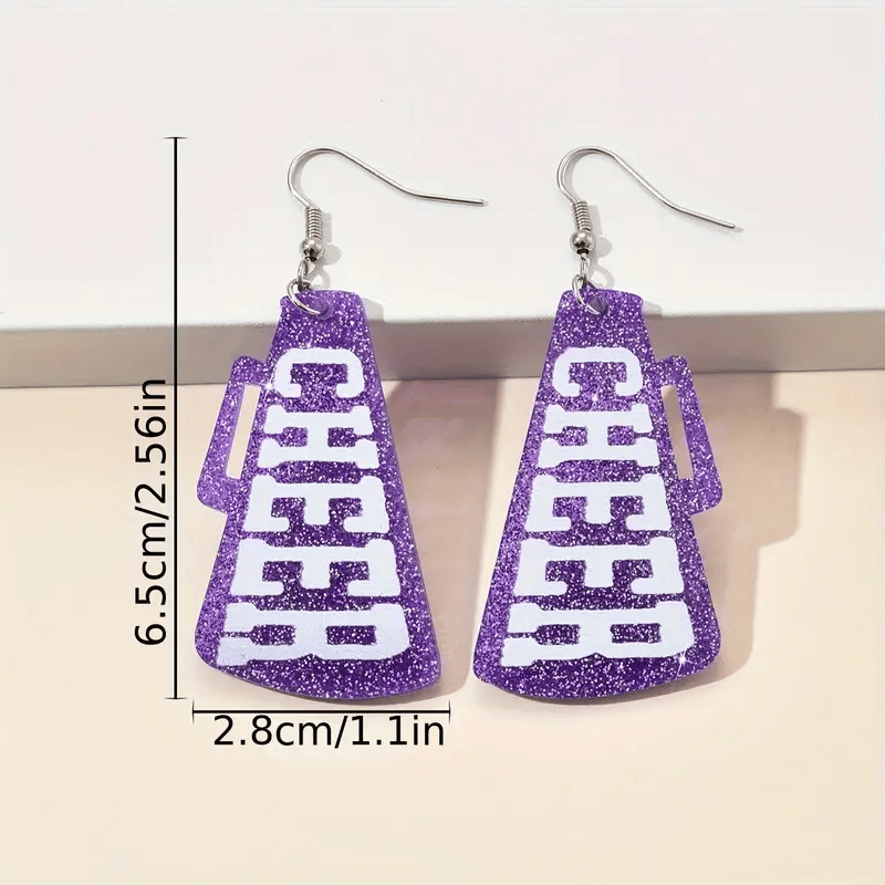 Sparkling Cheerleader Megaphone  Earrings - Show Your Spirit!