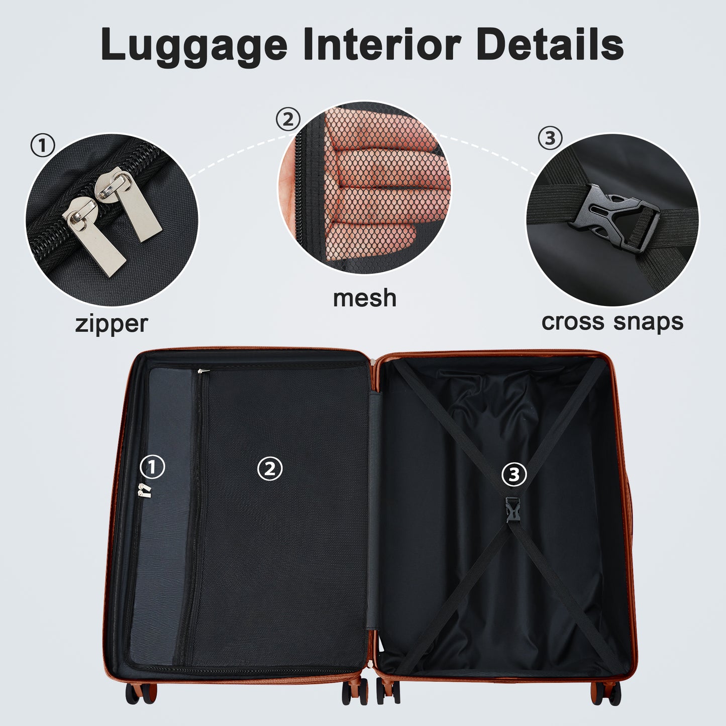 Contrast Color 3 Piece Luggage Set Hardside Spinner Suitcase with TSA Lock 20" 24' 28" Available