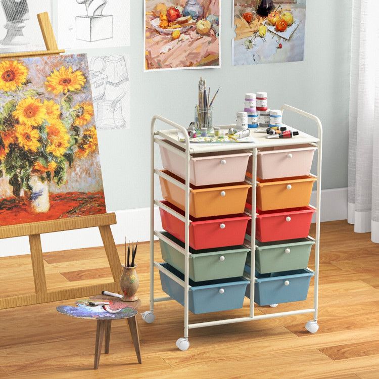 10-Drawer Rolling Storage Cart