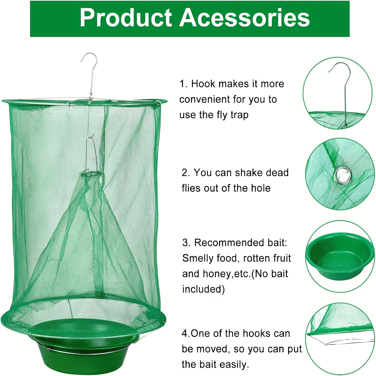 2 x 4 Pack Fly Traps Outdoor, Ranch Fly Traps Fly Catcher Cage for Indoor or Outdoor Family Farms, Park, Restaurants