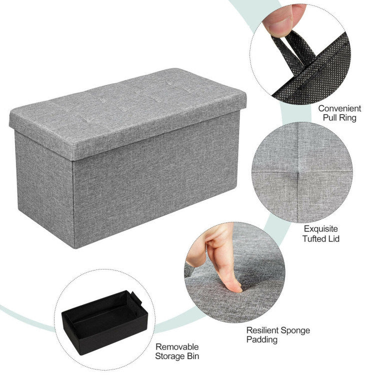 31.5 Inch Storage Ottoman Footrest with Removable Storage Bin