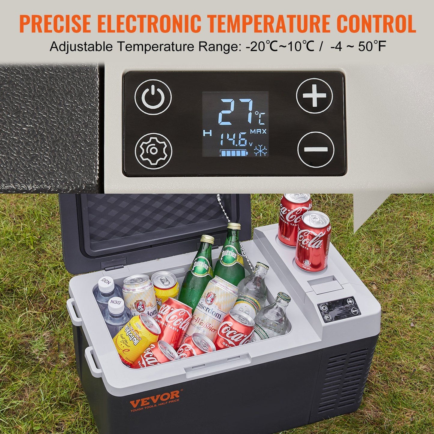 VEVOR Car Refrigerator, 12 Volt Car Refrigerator Fridge, 21 QT/20 L Single Zone Portable Freezer, -4°F-50°F Adjustable Range, 12/24V DC and 100-240V AC Compressor Cooler for Outdoor, Camping,RV