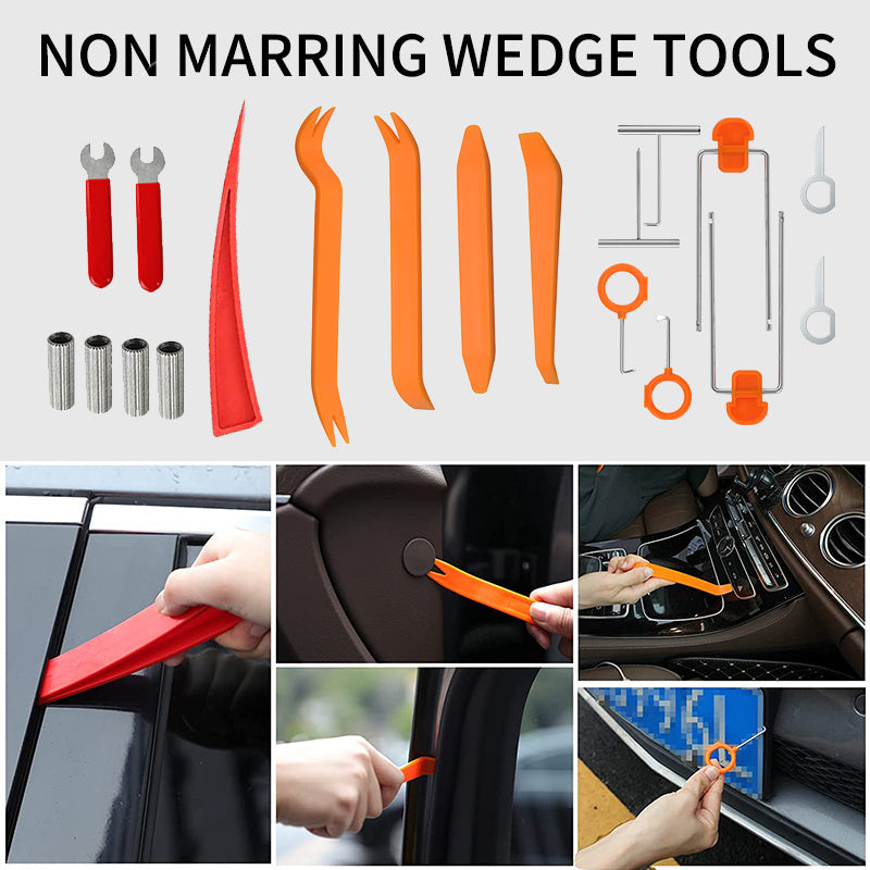 Automotive Tool Set 34-piece professional automotive kit with stainless steel long distance fasteners seamless wedge air wedge pump automotive trim removal tool