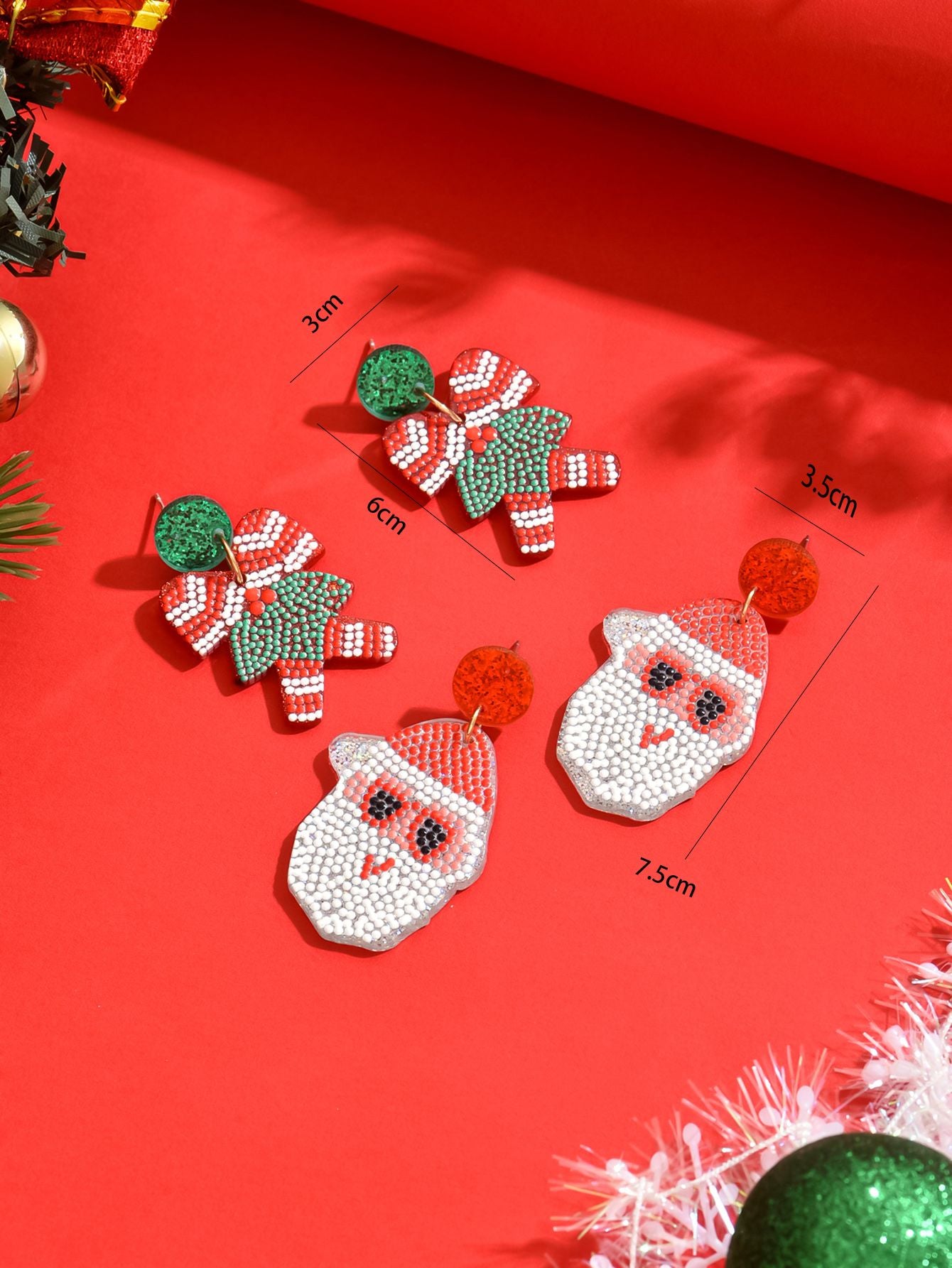 Festive Christmas Themed Beaded Earrings -  Spread Joy and Cheer with Every Step