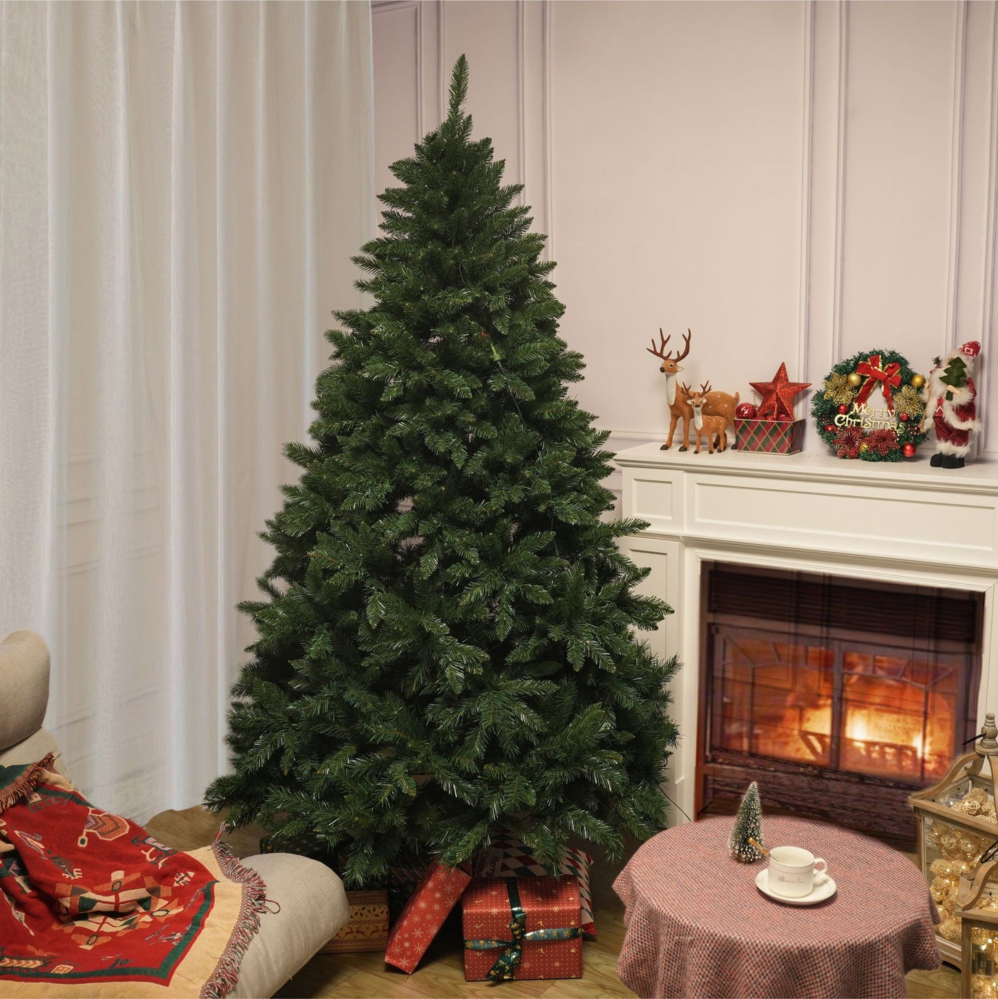 6FT Classic Christmas Tree with 1204 Branch Tips, Flame-Retardant PVC, Environmentally Friendly Artificial