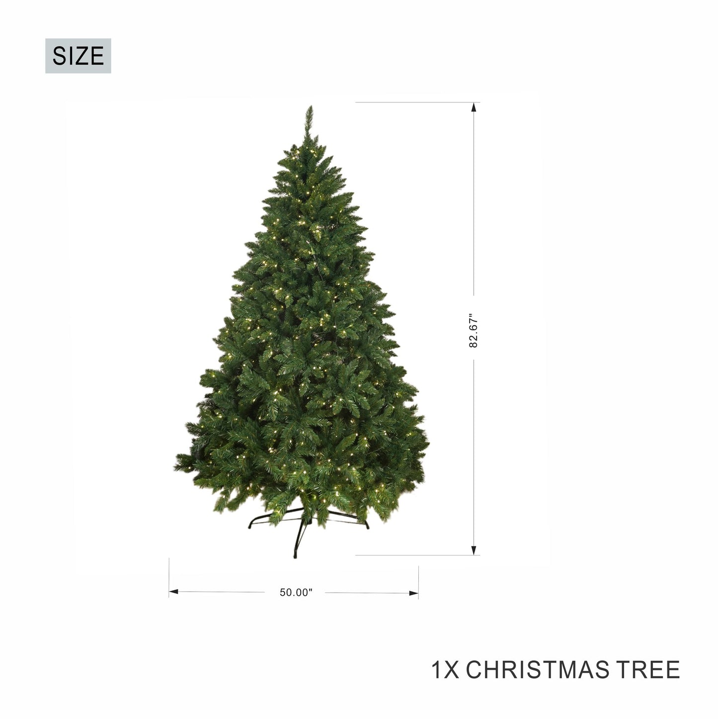 7FT Classic Style Christmas Tree with 550 Warm White LED Lights, Stable Iron Base