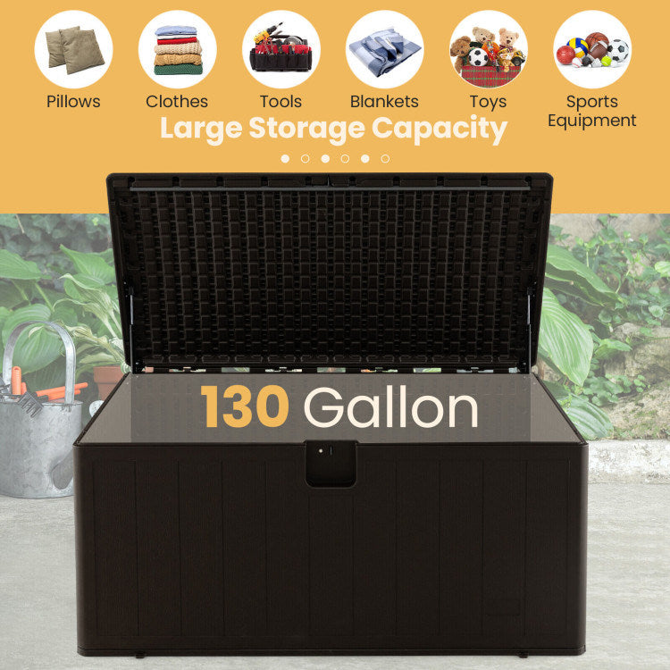 130 Gallon Patio All Weather Storage Container with Lockable Lid