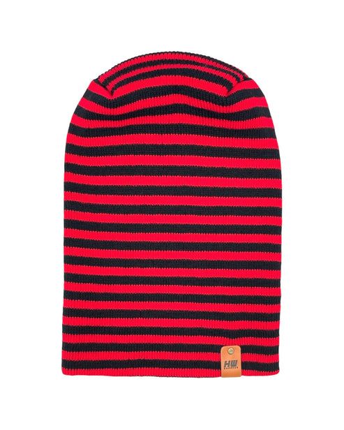 HAAKWEAR Theta Stitch RORO Cuffed Beanie (Patent Pending Design)-Black/Red, Made in USA
