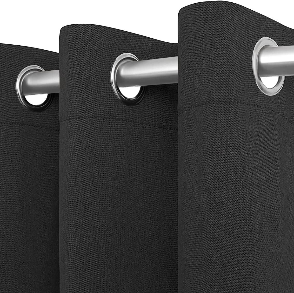 Blackout Curtains for Bedroom Pack of 2 Window Hanging Panels 63 inch Long Blind Off Grommet Curtains Thick Black Out Window Screen No Light Drapes 52 x 63 inch Black