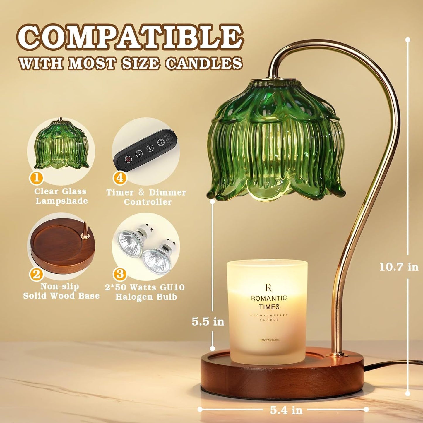 Dimmable Candle Warmer Lamp with Timer Flower