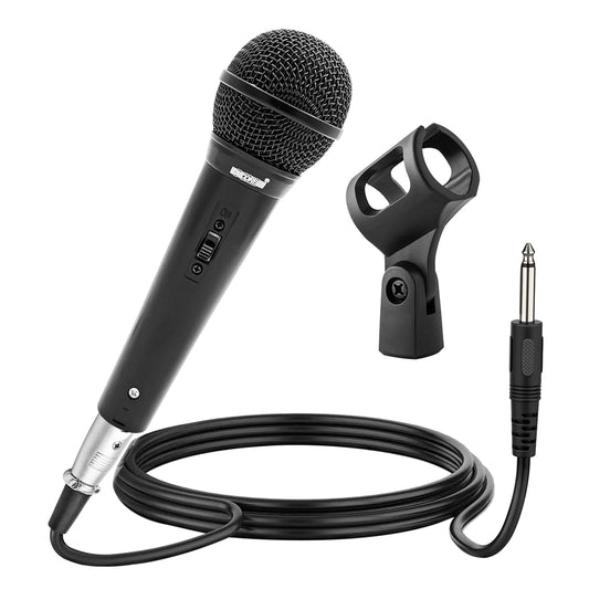 5 Core Microphone Pair XLR Dynamic Mic Karaoke Singing Handheld Microfono Wired Professional Unidirectional 1/4 Plug In Cord Connection for Vocal DJ Music - PM 1O1 BLK