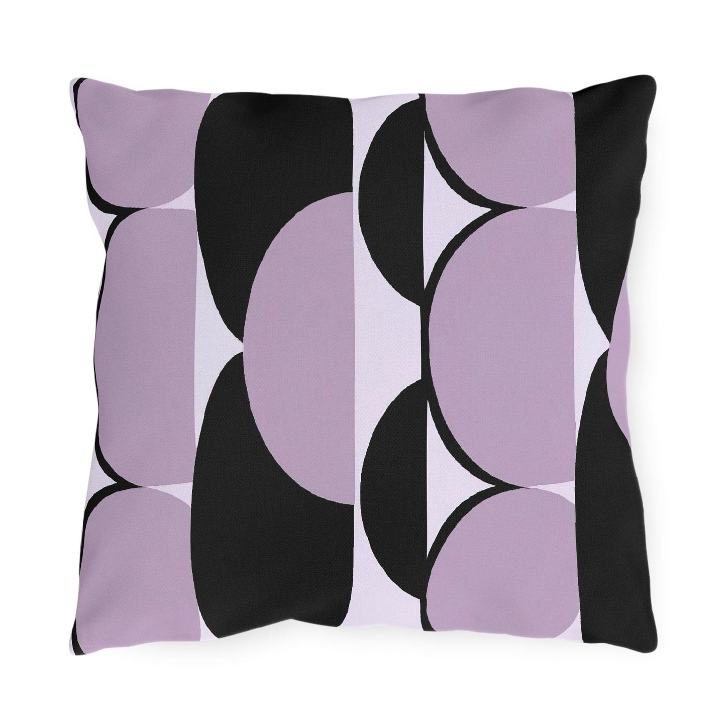 Decorative Outdoor Pillows With Zipper - Set Of 2, Geometric Lavender And Black Pattern